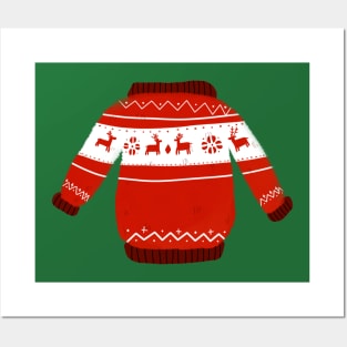 Ugly Christmas Sweater Reindeer Posters and Art